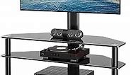 TAVR Furniture Swivel Floor TV Stand with Table for 32-70 Inch TVs, Universal Height Adjustable TV Floor Stand with Large Storage Shelves, Strong Corner TV Stand Mount Holds up to 88lbs, Black