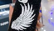 Glitter Angel's Wings Compatible for iPhone 15 Pro Case, Luxury Bling Sparkle for Women & Girls, Crystal Rhinestone Diamond Cover(for iPhone 15 Pro, Blue)
