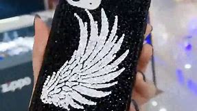 Glitter Angel's Wings Compatible for iPhone 15 Pro Case, Luxury Bling Sparkle for Women & Girls, Crystal Rhinestone Diamond Cover(for iPhone 15 Pro, Blue)
