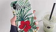 KUMTZO Compatible iPhone 8 Plus Cases for Girls Women, Green Leaves with Red Flowers Pattern Desi...