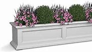 Mayne Fairfield 4ft Window Box - White - Durable Self Watering Resin Planter with Wall Mount Brackets (5823-W)