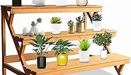 3 Tier Wood Plant Stand Indoor Outdoor, Ladder Large Multi Tiered Plant Holder, Wooden, Display Storage Shelf, 35.43"×23.62"×23.62", 3 Layered Step Plant Rack, Stair Plant Stand