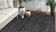 Seavish Outdoor Rug 4X6 Area Rug Washable Kitchen Rug Black and White Striped Rug Cotton Rugs Farmhouse Decor Reversible Laundry Room Mat Small Accent Throw Rugs Patio Rug Front Porch Mat