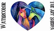 Easy How to Paint and draw Watercolor Galaxy Unicorn Step by step | The Art Sherpa