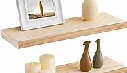 Fun Memories Farmhouse Floating Shelves - 8 Inch Deep Rustic Wood Wall Shelf - Premium Solid Pine Wood Storage Shelf for Kitchen Living Room Bedroom - 24" W x 8" D - Set of 2 - No Stain - Unfinished