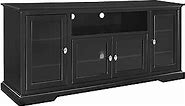 Walker Edison Brahm Classic Glass Door Storage TV Console for TVs up to 80 Inches, 70 Inch, Black