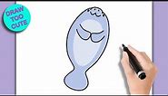 How to Draw a MANATEE (Easy Step by Step Drawing)