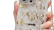 YOUWUMA Cartoon Case for iPhone 15 Pro Max 6.7'' Cute Glitter Minnie with Metal Chain Strap with Lens Protector Wrist Strap Kickstand Soft TPU Shockproof Protective for Girls Women (Minnie Front)