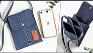 DIY Easy Mini Denim Phone Crossbody Bag Out of Old Jeans | Bag Tutorial | Upcycle Craft