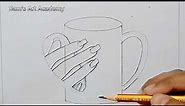 Draw a girl's hand holding a cup of tea#teacupdrawing