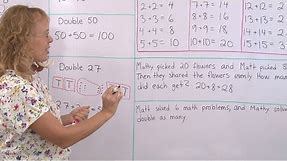 Doubling - find doubles of numbers - easy math lesson for 2nd grade