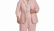 Calvin Klein Plus Size Infinite Stretch 3/4-Ruched-Sleeve Jacket & Slim-Fit Pants - Macy's