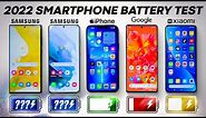 Samsung S22 Ultra vs S21 / iPhone 13 Pro Max / Pixel 6 Pro / Xiaomi 12 Pro Battery Life Drain Test!