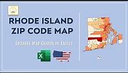 Rhode Island Zip Code Map in Excel - Zip Codes List and Population Map