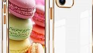Omorro Square Case Compatible with iPhone 13 Pro Max Case for Women Girls Cute Candy Bright Luxury Gold Glitter Plating Edge Soft Slim TPU Gel Camera Lens Protective Girly Square Cover Case White