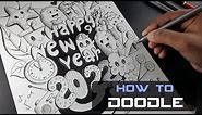 Happy New Year Drawing, Doodle Art, Doodles Art For Beginners | Step by step