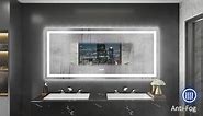 Apmir 24 in. W x 36 in. H Rectangular Frameless Double LED Lights Anti-Fog Wall Bathroom Vanity Mirror in Tempered Glass L001AC6090