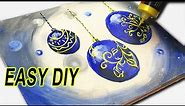 CHRISTMAS ORNAMENTS Painting Tutorial for Beginners | Blue & Gold Acrylic Painting