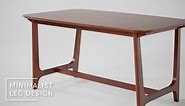 Walker Edison Mid-Century Modern Solid Wood Trestle Base Dining Table, 60 Inch, Black Ash