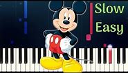 MICKEY MOUSE CLUBHOUSE THEME SONG - Slow Easy Piano Tutorial