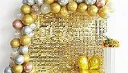 Shimmer Wall Backdrop Light Gold Wall Panels 12Pcs Square Sequin Shimmer Wall Backdrop Decoration for Birthday Party,Wedding, Anniversary