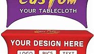 Custom Table Cloth Cover with Business Logo Text, Custom Tablecloth, Personalized Stretch Spandex Table cloth for Business Tradeshow Events, Customized Table Cloth for Birthday Wedding Anniversary 6FT