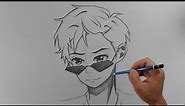 Easy anime drawing || how to draw anime boy with glasses step-by-step