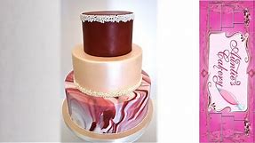 Simple, Yet Elegant; Burgundy Marble Champagne wedding cake