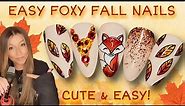 🦊 EASY Fox Nail Art Design | Autumn Fall | Leaf Bling Glitter | Ombre Glitter Bling Nails | Autumnal