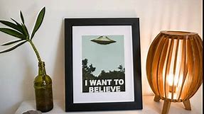 I Want To Believe Poster UFO Artwork Alien TV Retro 90s Poster Wall Decor Movie Poster The Truth is Out There I Believe Poster All Seasons Horror Movie Cool Wall Decor Art Print Poster 12x18
