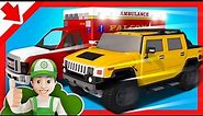 Cartoon for children. How Handy Andy helps an ambulance car