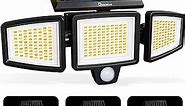 Destello Solar Lights Outdoor - 3 Colors 3 Modes 3000 Lumens 280 LED, 3 Heads Motion Sensor Light, 270° Wide Angle IP65 Waterproof LED Security Flood Lights for Porch Yard Patio Garage(1 Pack)