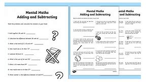 Mental Maths - Addition and Subtraction Mental Maths Worksheets