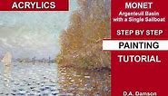 Claude Monet art tutorial. Step by step how to Monet. The impressionist style River painting.