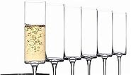 BACLIFE Crystal Champagne Flutes Set of 6 - Hand Blown Champagne Glasses with Long Stem - Elegant Sparkling Wine Stemware - Unique Gift for Birthday,Wedding, Anniversary - 7 oz, Clear…