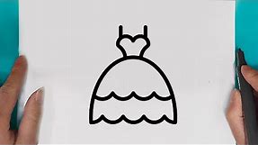 How to draw a Wedding dress easy for beginners drawing Wedding dress
