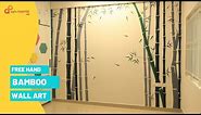 Easy Free Hand Bamboo Wall art | Full Process | AapkaPainter | Wall Painting