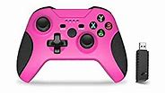 Wireless Controller for PC/PS3, Game Controller Compatible with Windows7/8/10,2.4GHZ Gamepad with Linear Trigger&Dual Vibration(PINK)