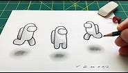 How to Draw Floating AMONG US Game Characters - Trick Art