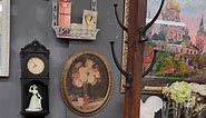 Vintage oak hat and coat rack with brass hooks $48 | The Garage & The Garage Girls - Antiques, Suffern, NY