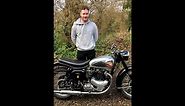 Tom picks up his finished 1959 BSA A10 Golden Flash from the workshop