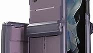 CaseBorne V Compatible with Samsung Galaxy Z Flip 4 Case/Flip 3 Case - Rugged Protective Case with Semi-Auto Hinger Cover, Full Body Multi-Layer Cover (Purple)