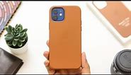 iPhone 12 series official leather case with MagSafe review!! (Saddle Brown!!)