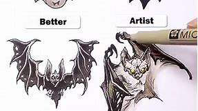 How to Draw - Easy Bat Art & Heart Trick