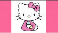 How to draw Hello Kitty Sitting Sweet Kawaii