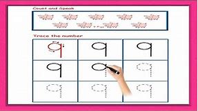 How to write Number 9 | Tracing | How to write numbers | Tracing Numbers Worksheets | Preschool