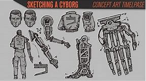 Sketching a Cyborg - Concept art timelapse