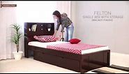 Single Beds : Buy Felton Single Bed With Storage (Walnut Finish) Online - Wooden Street