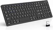 Wireless Keyboard, Bluetooth Keyboard Rechargeable, Bluetooth 5.0 + 2.4G Dual Mode Keyboard with Numeric Pad, Slim Full Size Keyboard for Macbook, Android, Windows, Laptop, Computer, Tablet(Black)