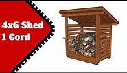 1 Cord Firewood Shed Plans - How to Build a 4x6 Shed